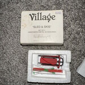 Dept 56 Snow Village Sled‎ and Skis #5233-7 With Box Christmas